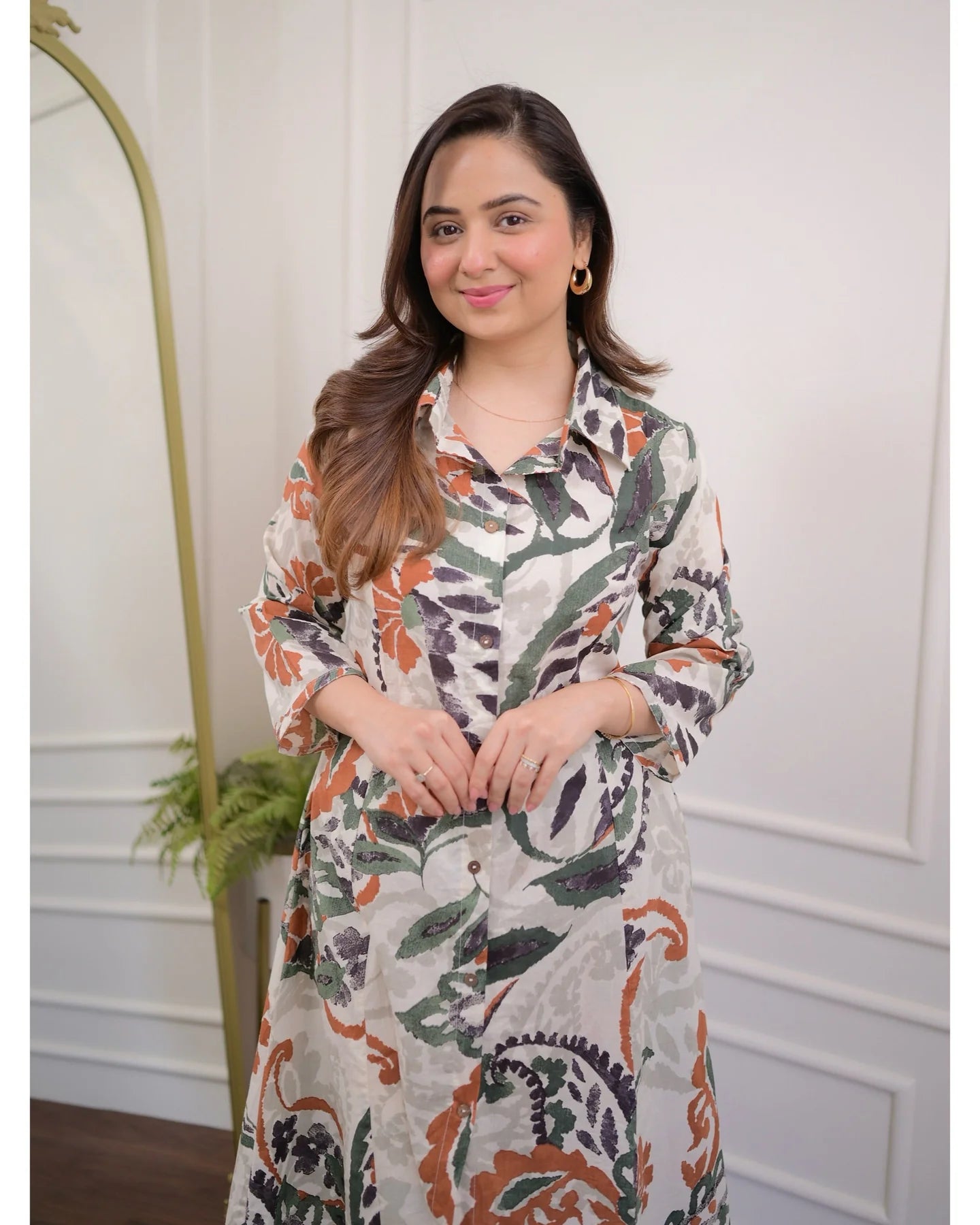 Tropical Leaf Cotton Coord Set – Multicolor