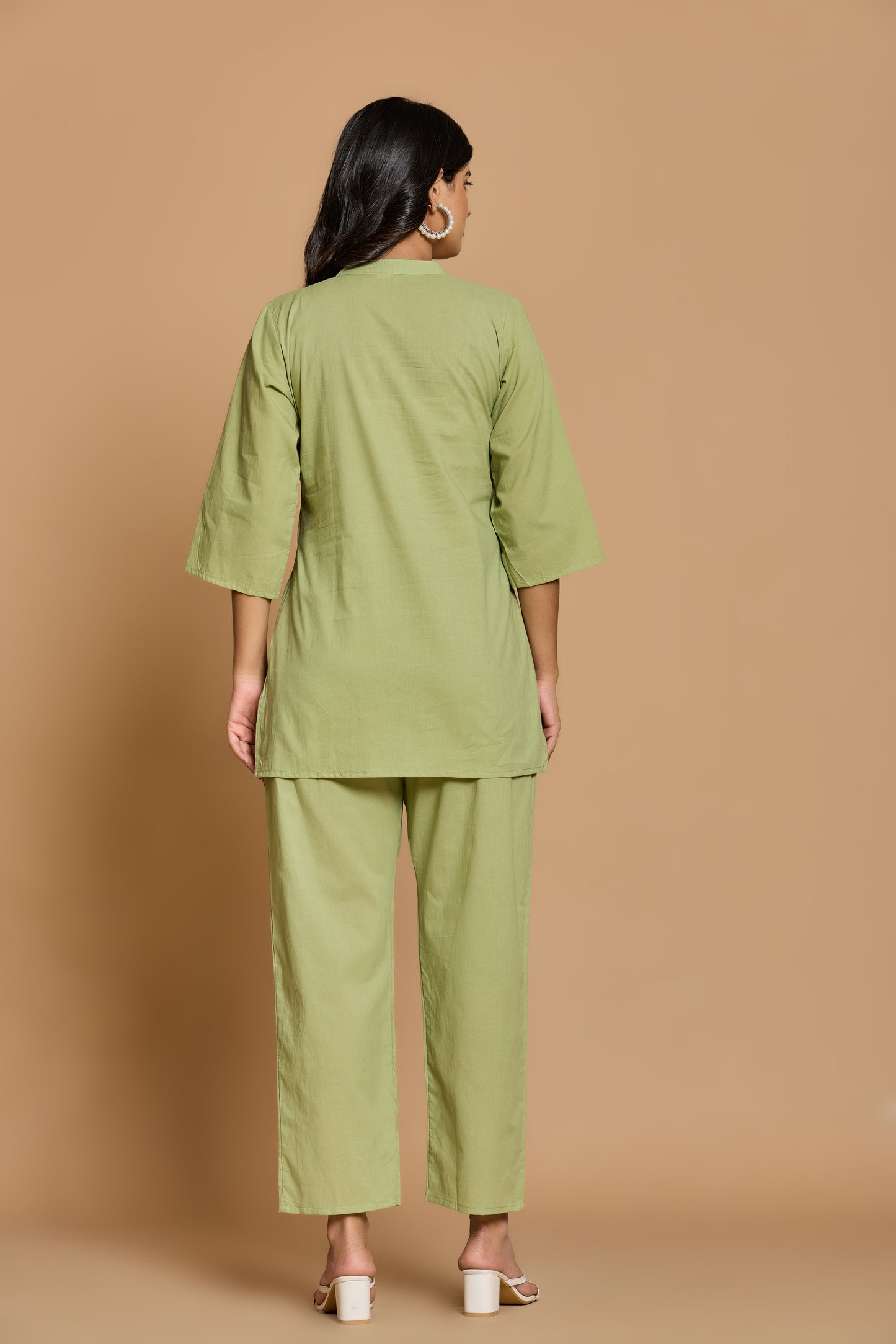 Olive Mist Cotton Co-Ord Set – Effortless Charm in Every Thread