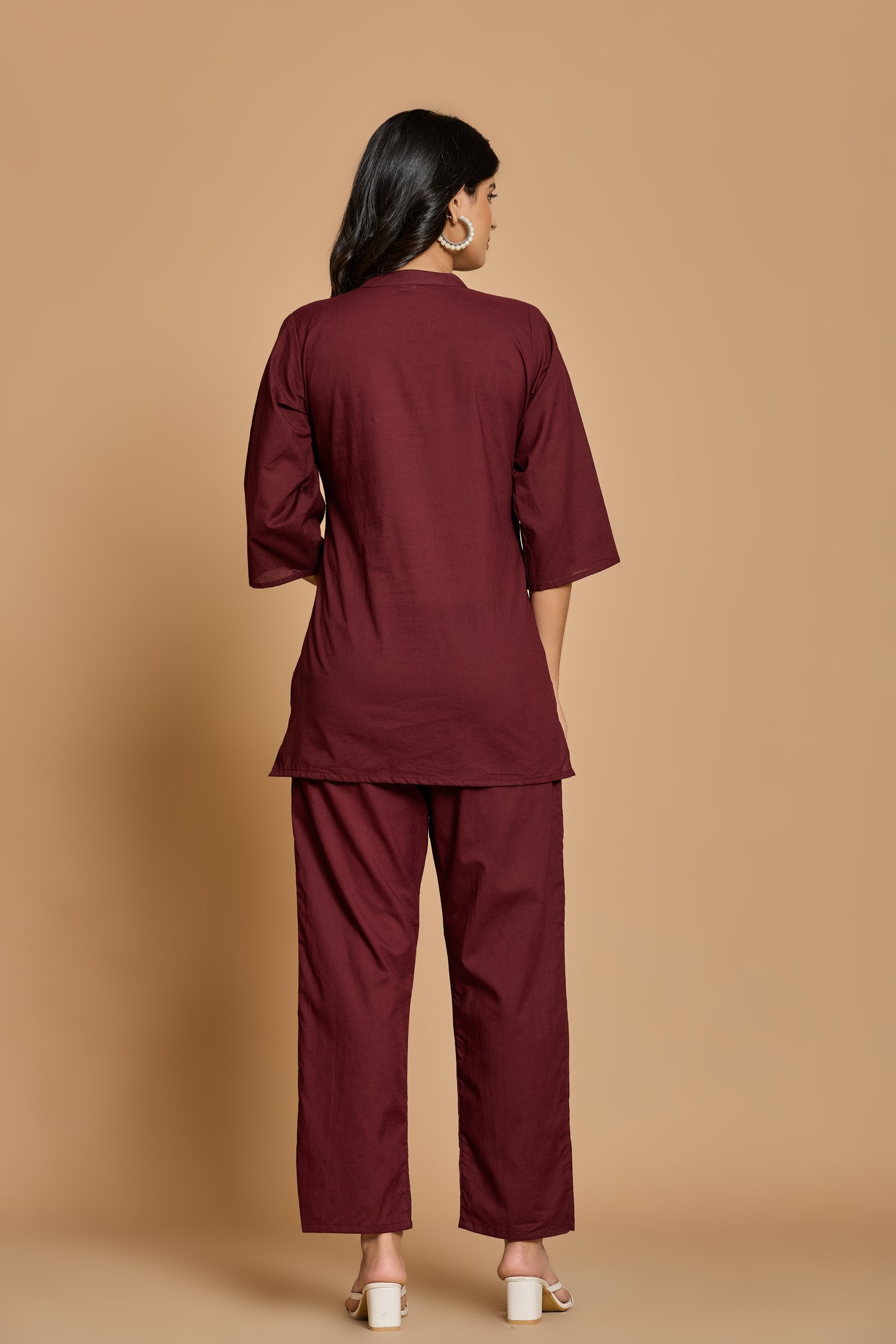 Maroon Muse Cotton Co-Ord Set – Chic Simplicity for Everyday Elegance
