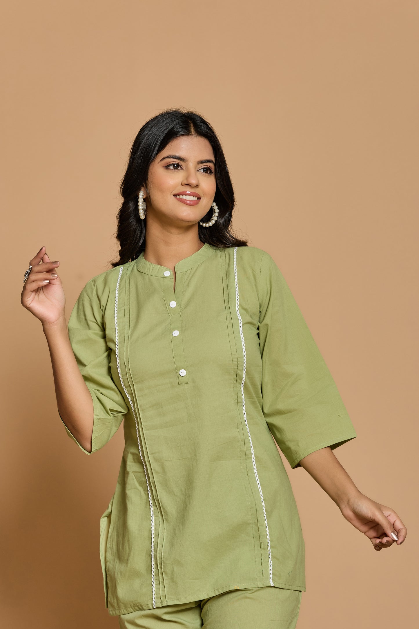 Olive Mist Cotton Co-Ord Set – Effortless Charm in Every Thread