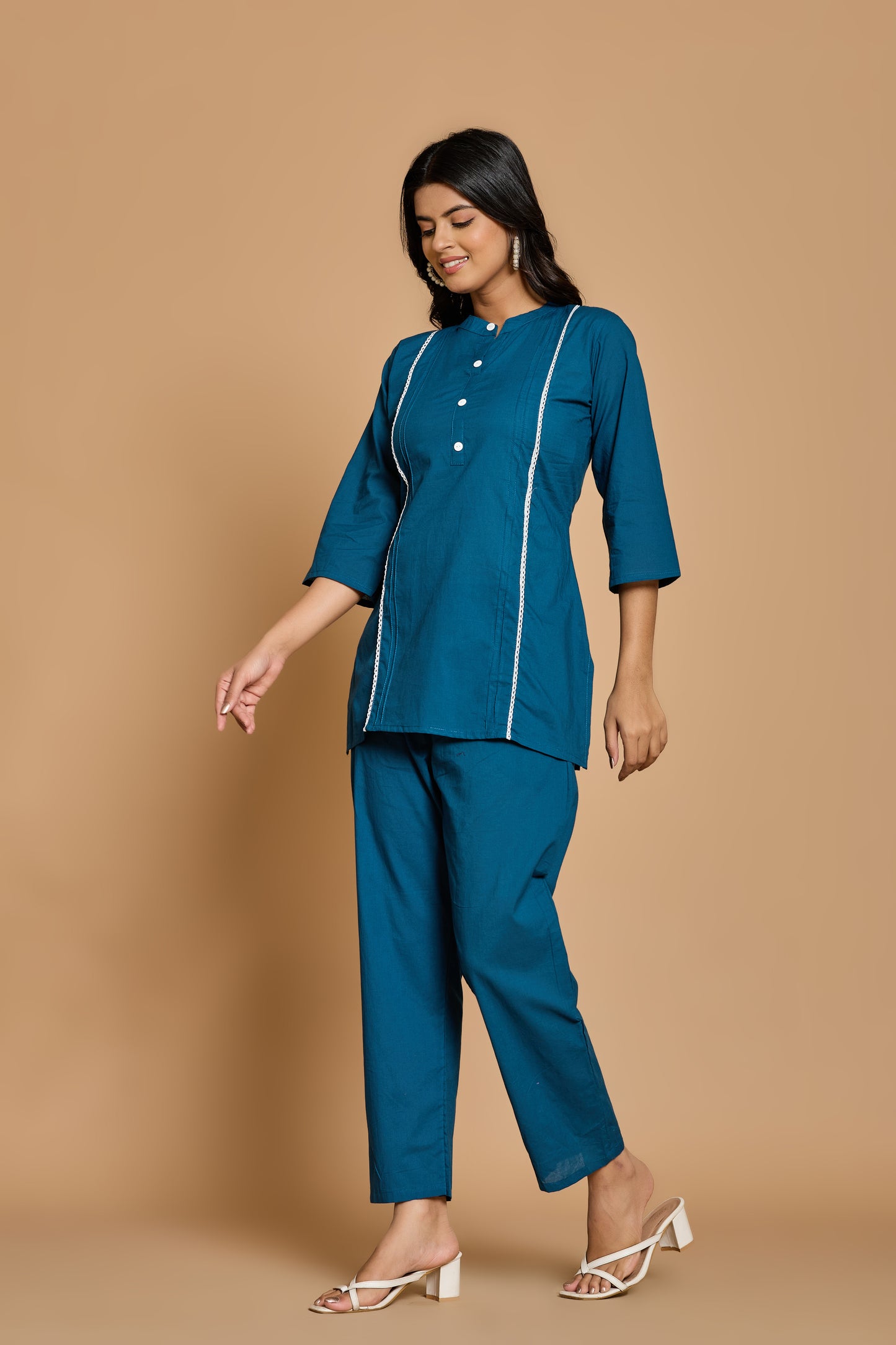 Teal Charm Cotton Co-Ord Set – Minimal Elegance in Breezy Comfort