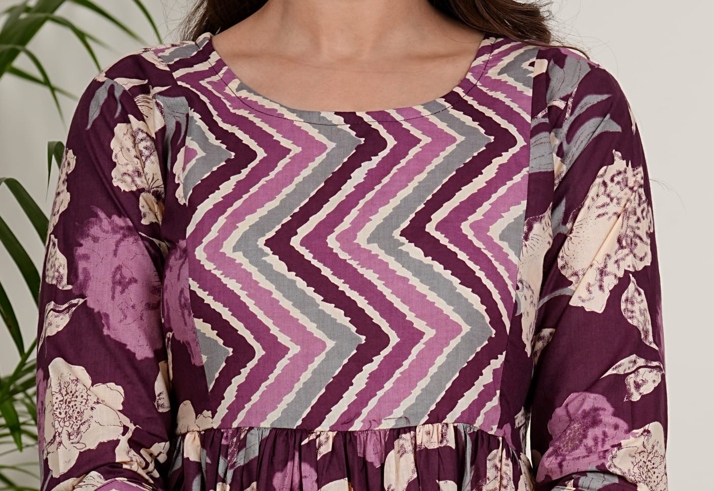 Blush Bloom Cotton Midi Dress – Wine & Ivory