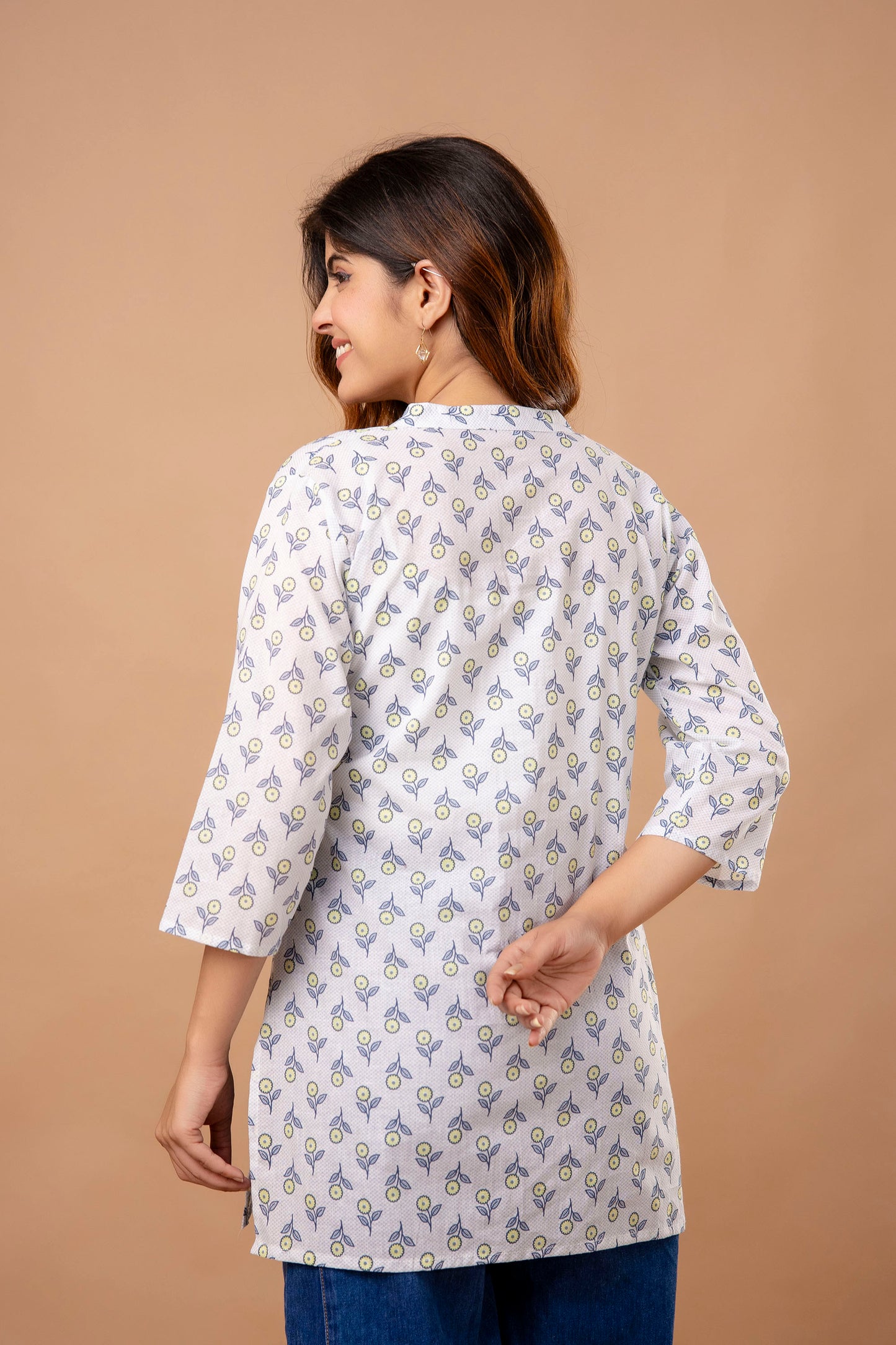 White Printed Cotton Kurti for Women – Soft & Breathable Summer Wear