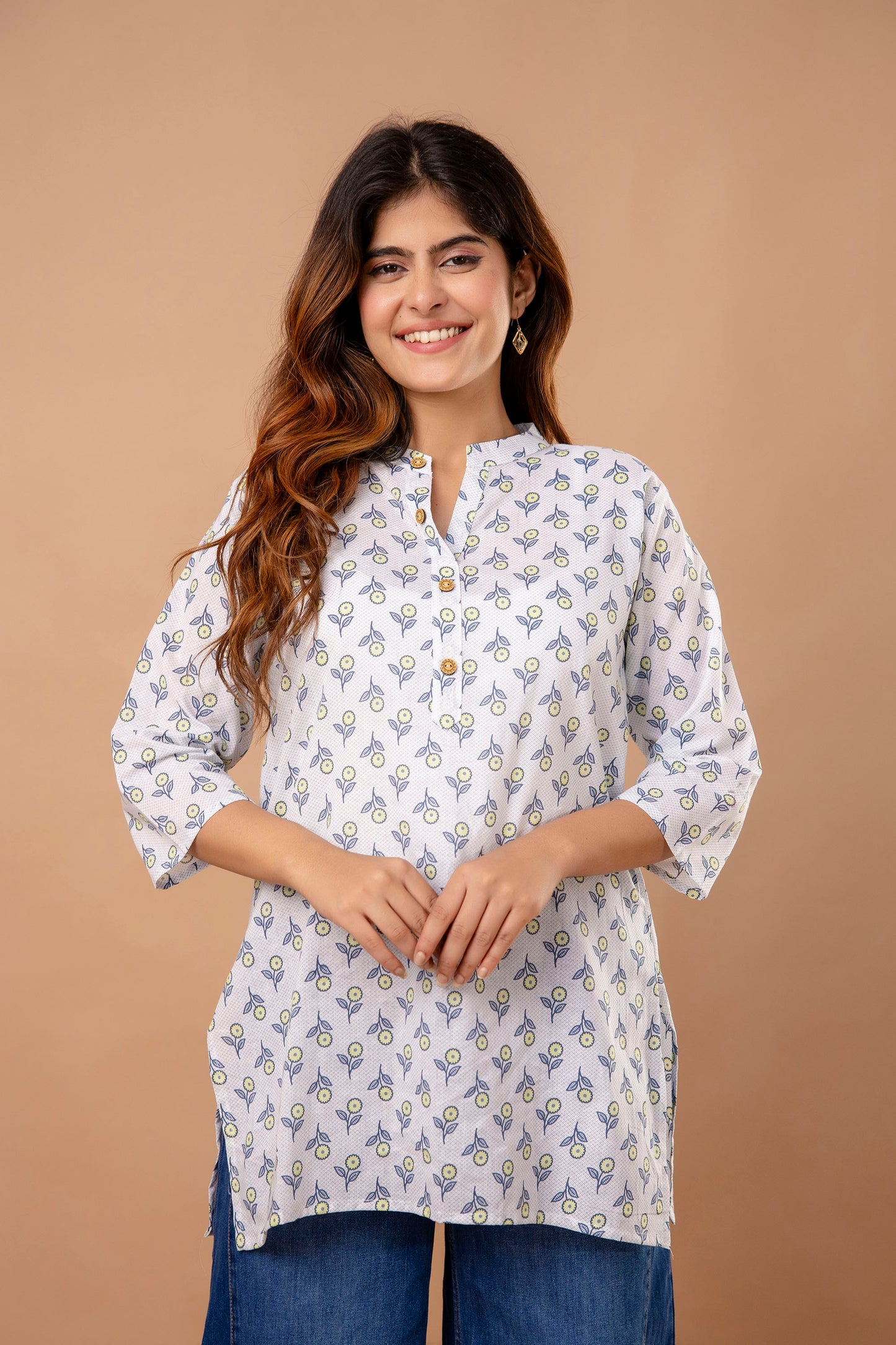 White Printed Cotton Kurti for Women – Soft & Breathable Summer Wear