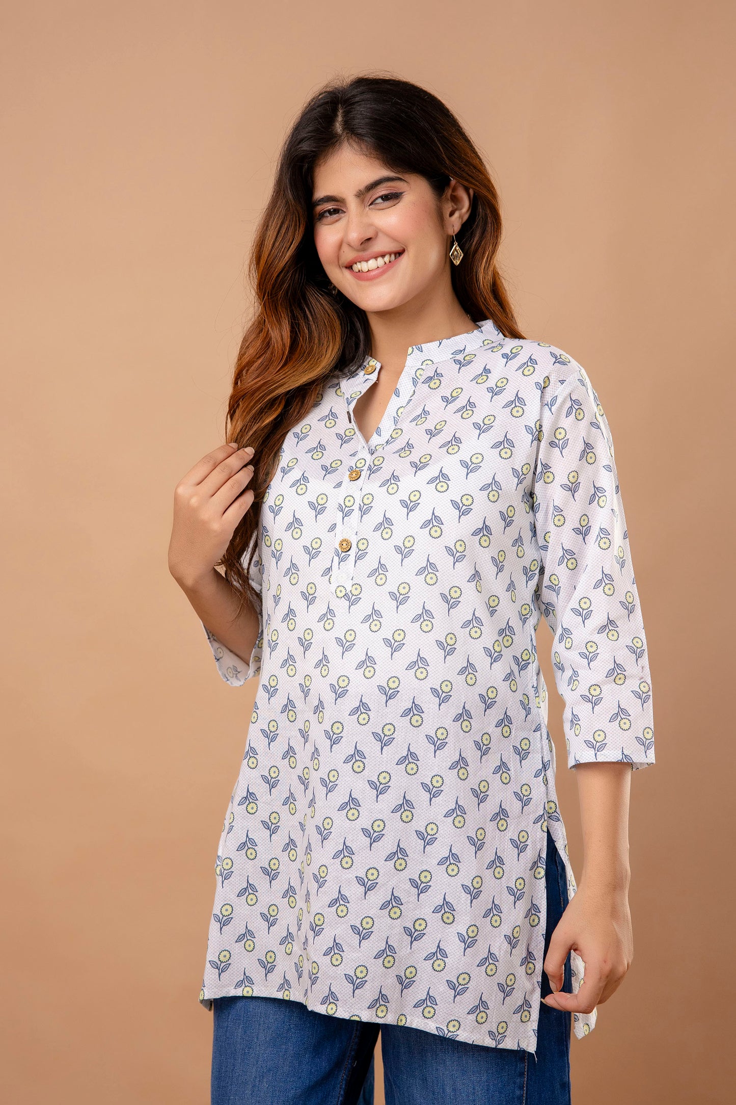 White Printed Cotton Kurti for Women – Soft & Breathable Summer Wear