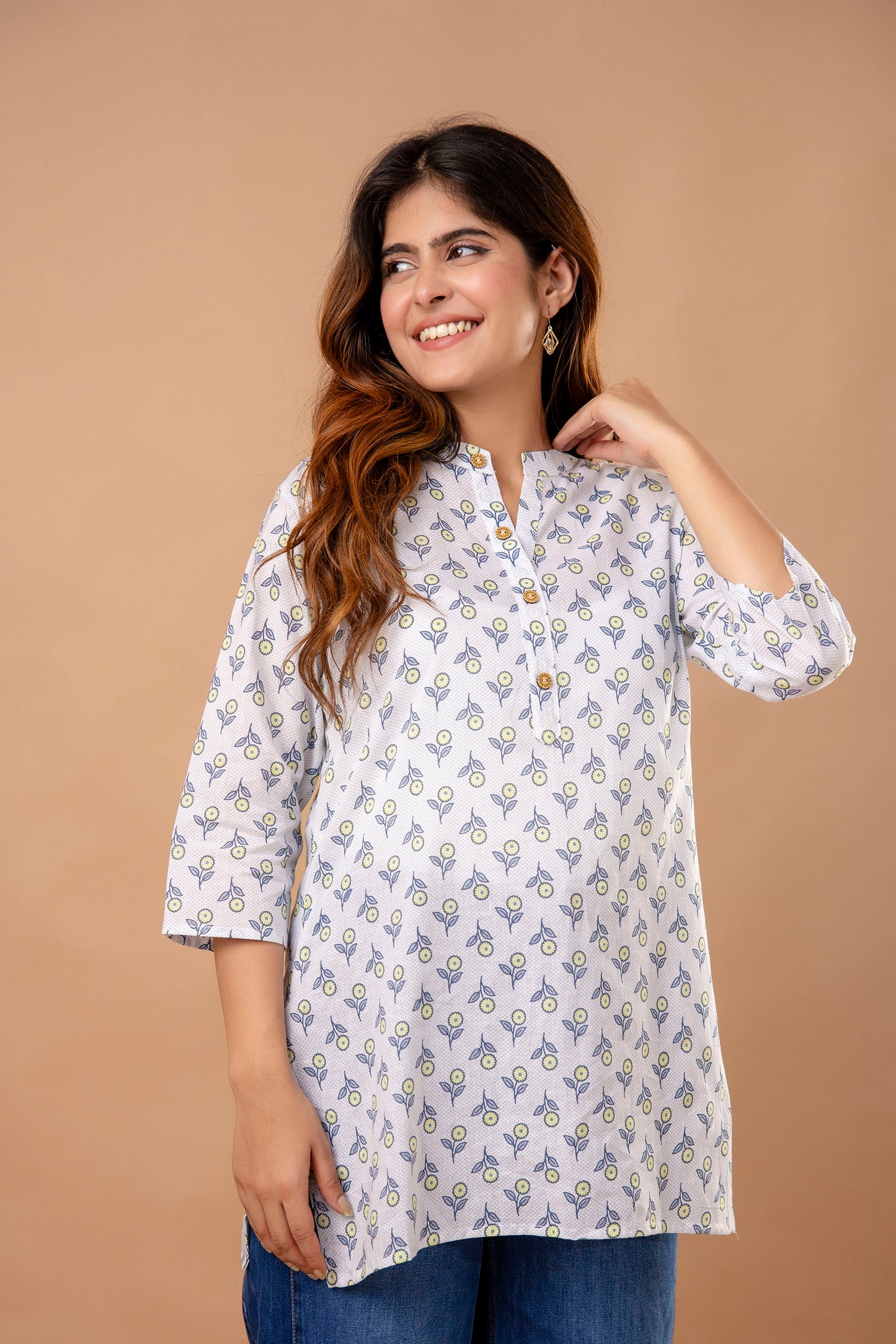 White Printed Cotton Kurti for Women – Soft & Breathable Summer Wear