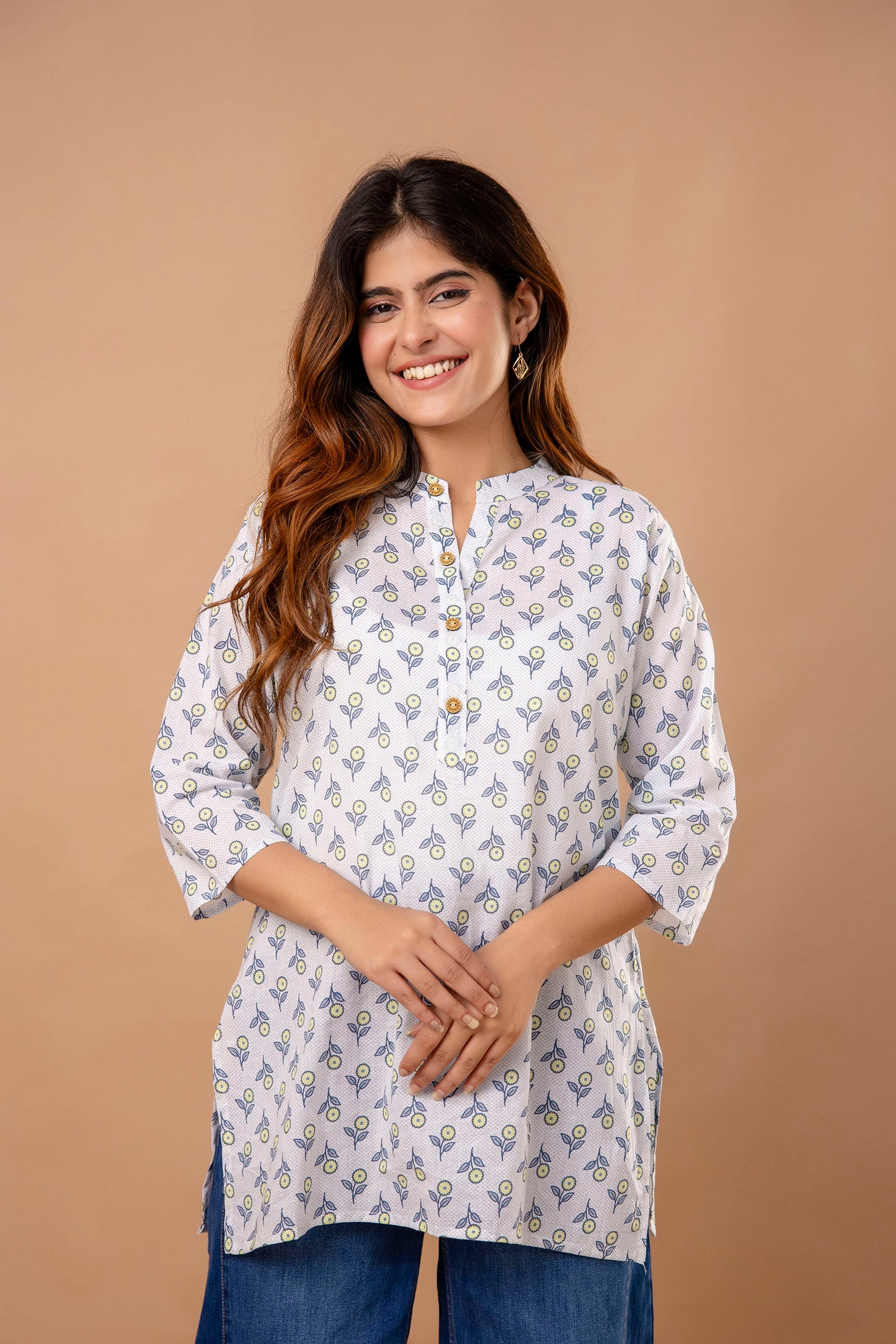White Printed Cotton Kurti for Women – Soft & Breathable Summer Wear