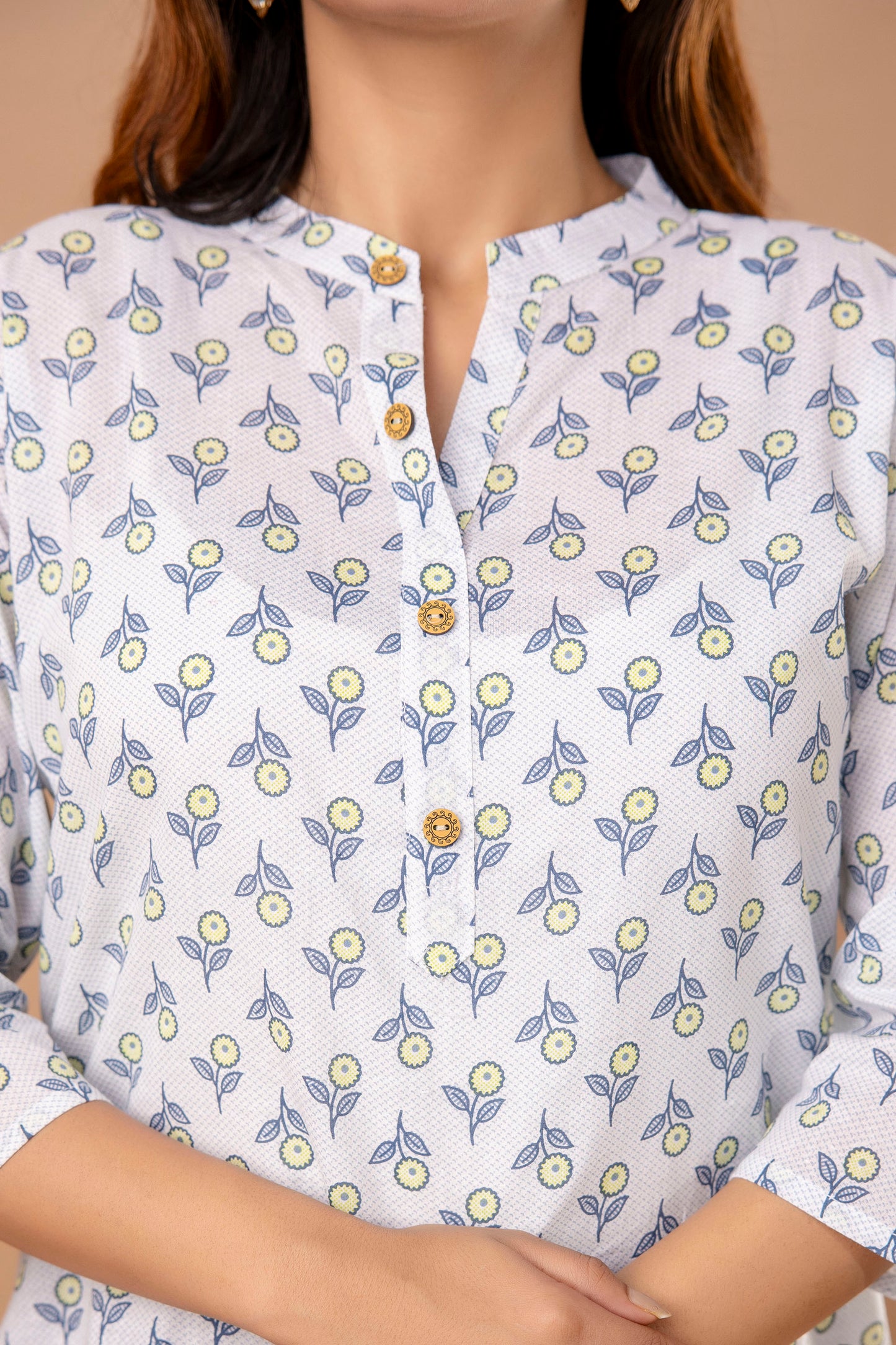 White Printed Cotton Kurti for Women – Soft & Breathable Summer Wear