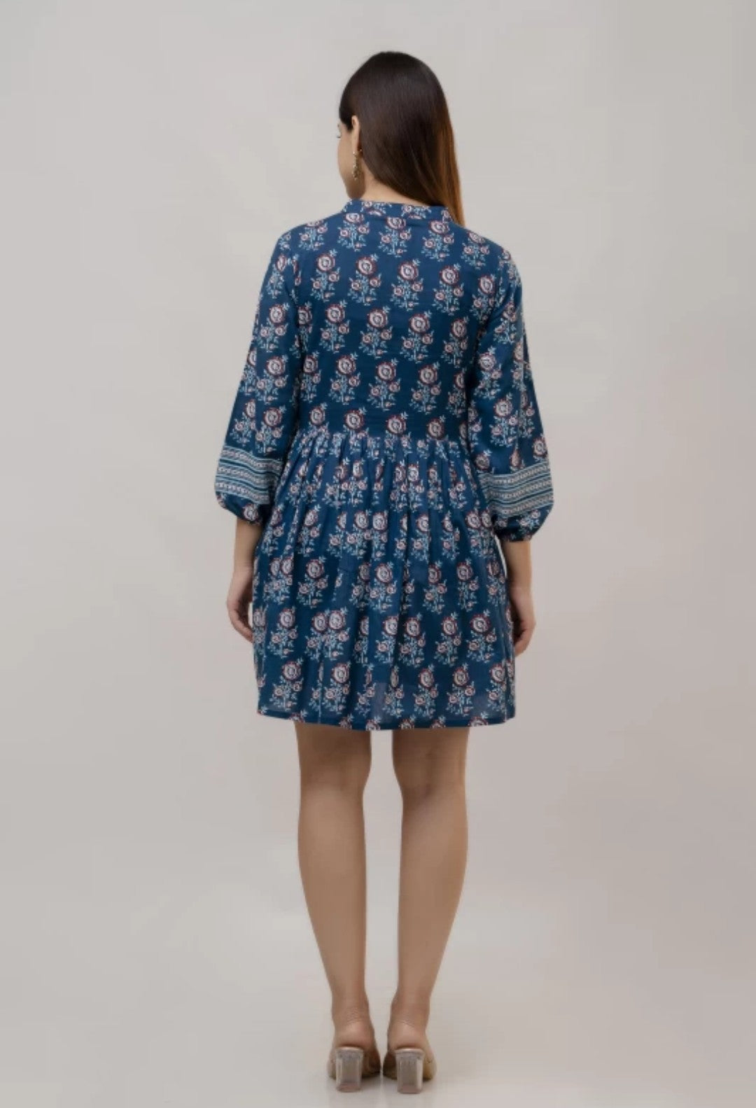 Blue Floral Cotton Dress – Lightweight & Stylish for Everyday and Travel Wear