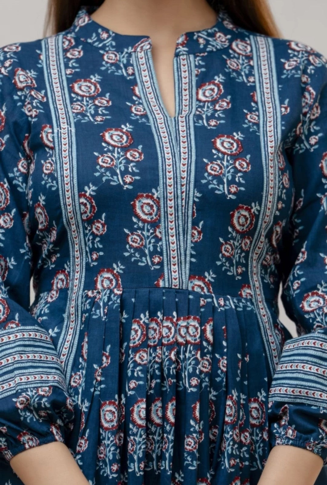 Blue Floral Cotton Dress – Lightweight & Stylish for Everyday and Travel Wear